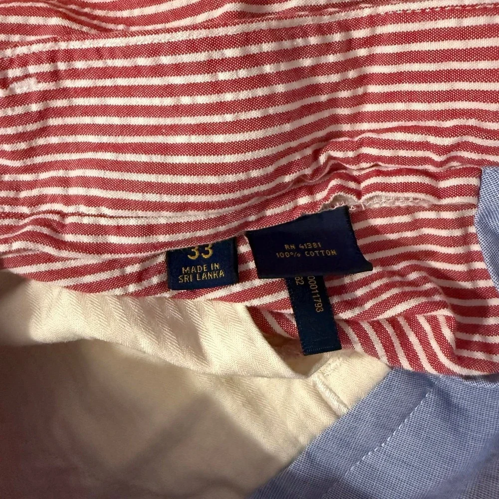 Polo Ralph Lauren Men's Classic‎ Fit Chino Shorts White red Pinstriped size 33
